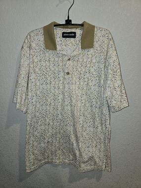 Vintage Pierre Cardin Printed Short Sleeve Polo Shirt - Large